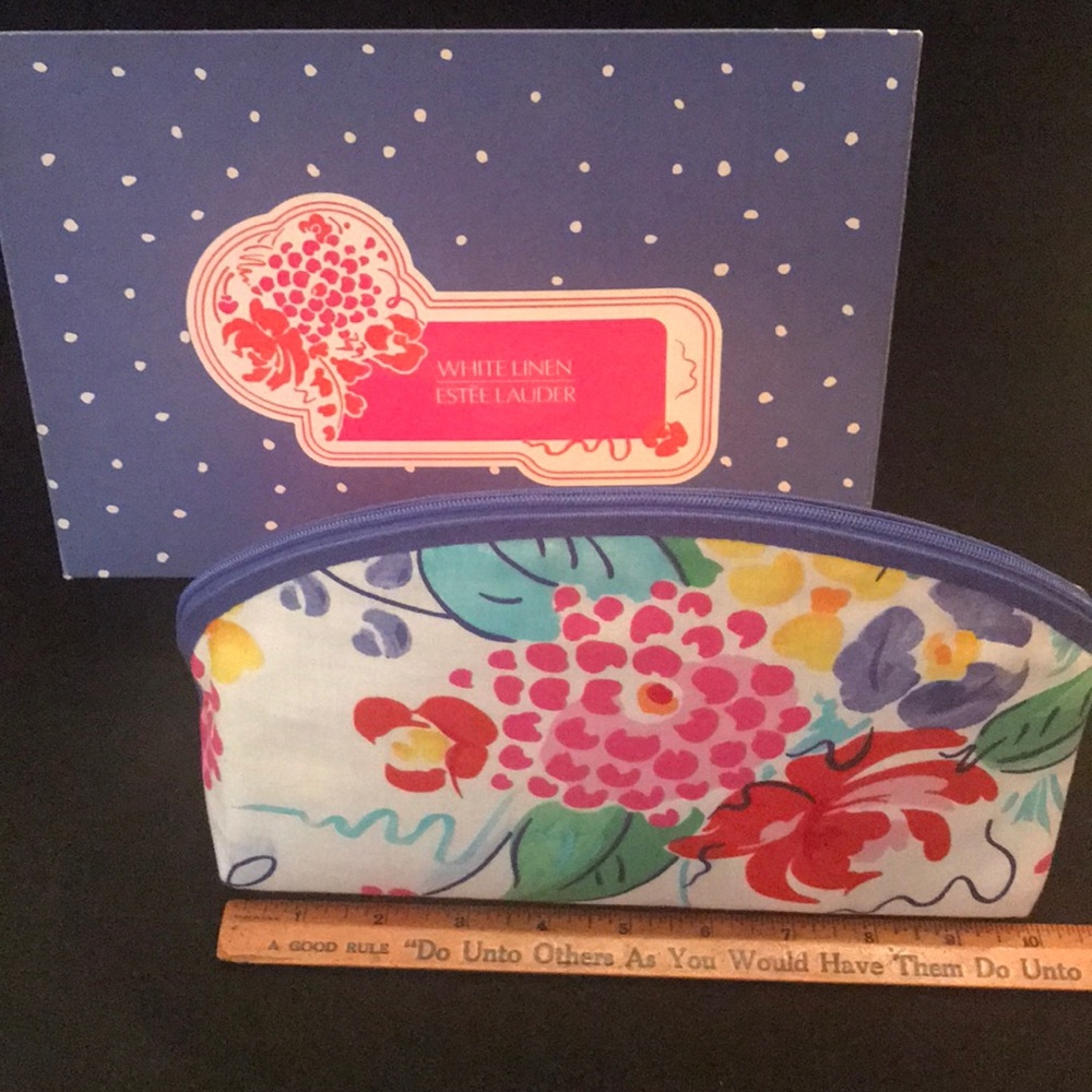 Vintage Estée Lauder Toiletry Bag with Blue Zipper